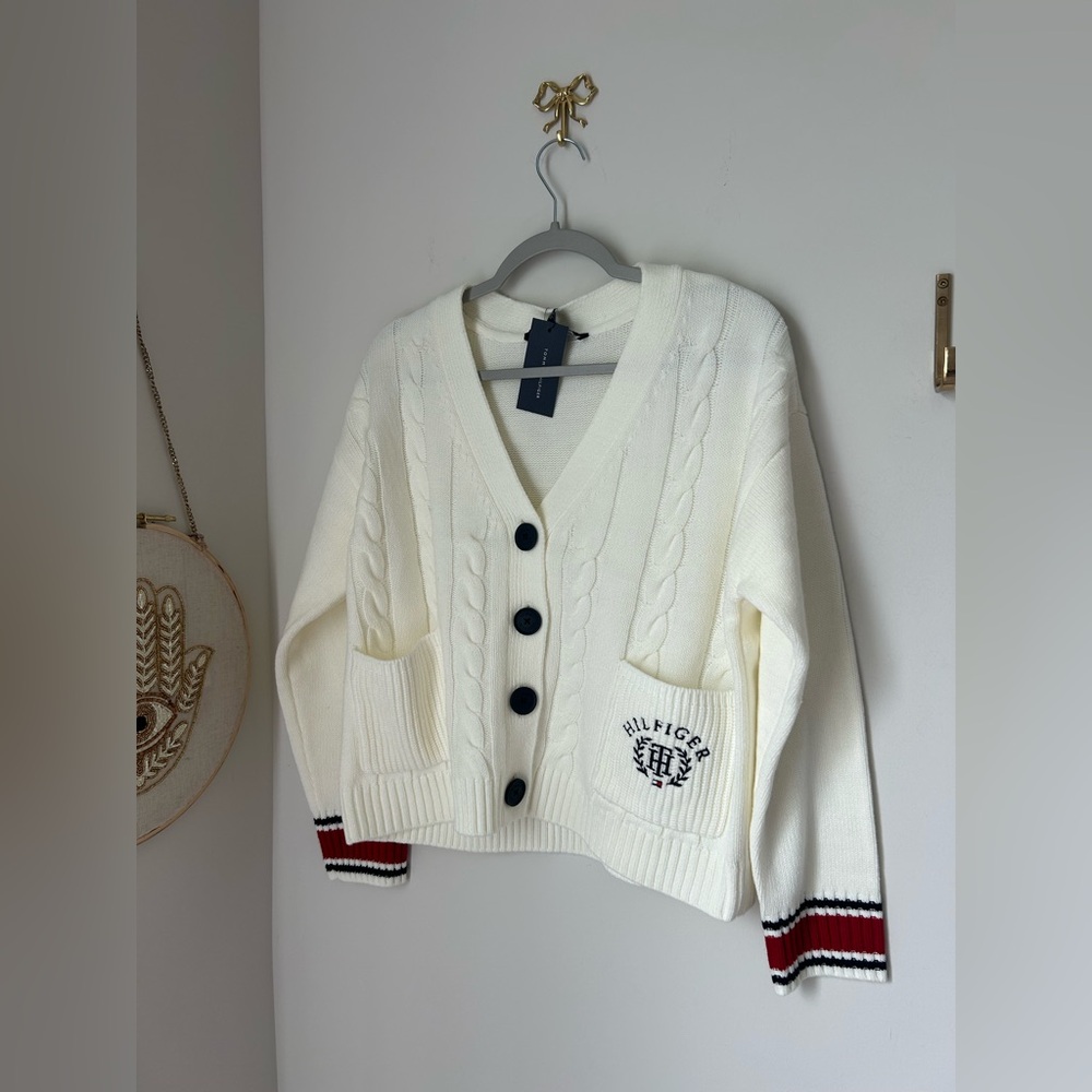 Tommy Hilfiger Cream Button Up Sweater